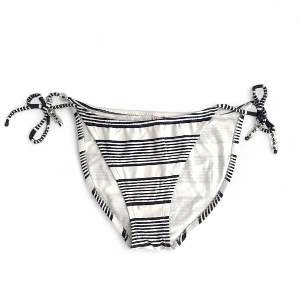 CALYPSO ST BARTH NAVY WHITE STRIPE TRIANGLE  STRING BIKINI BOTTOMS SIZE MEDIUM